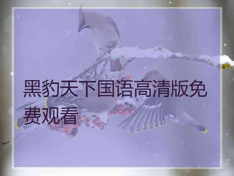 黑豹天下国语高清版免费观看