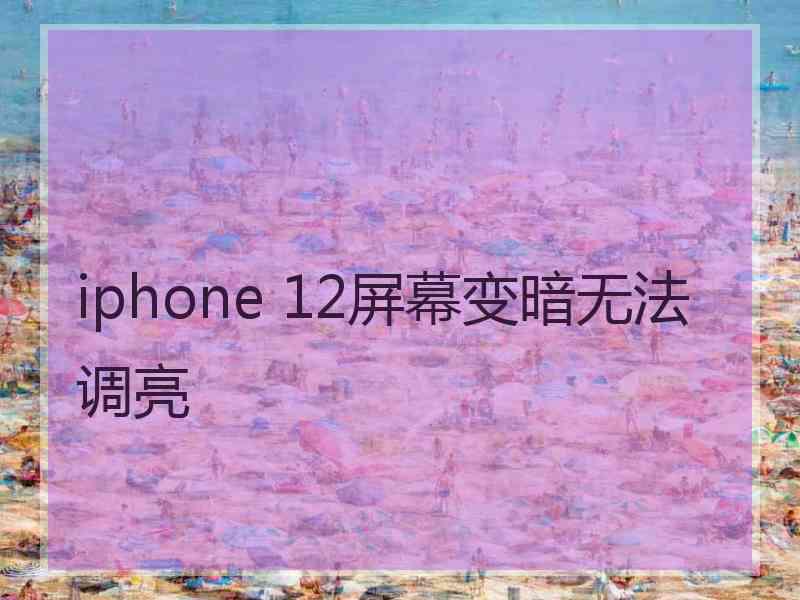 iphone 12屏幕变暗无法调亮