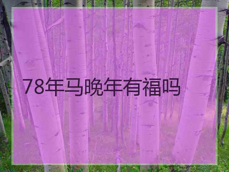 78年马晚年有福吗