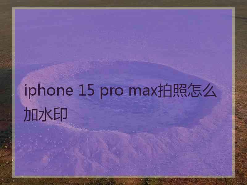 iphone 15 pro max拍照怎么加水印