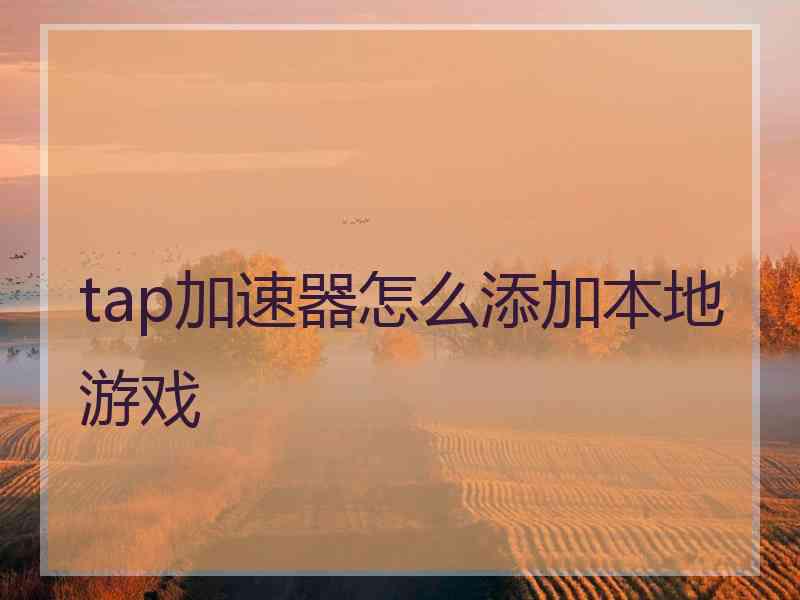 tap加速器怎么添加本地游戏