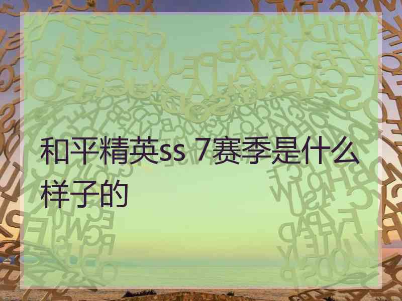 和平精英ss 7赛季是什么样子的