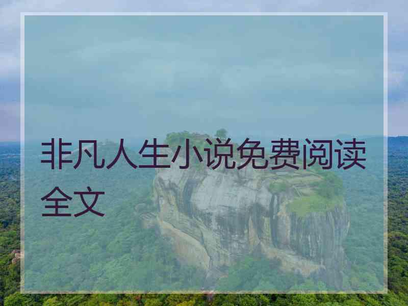 非凡人生小说免费阅读全文
