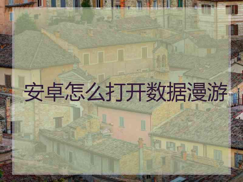 安卓怎么打开数据漫游