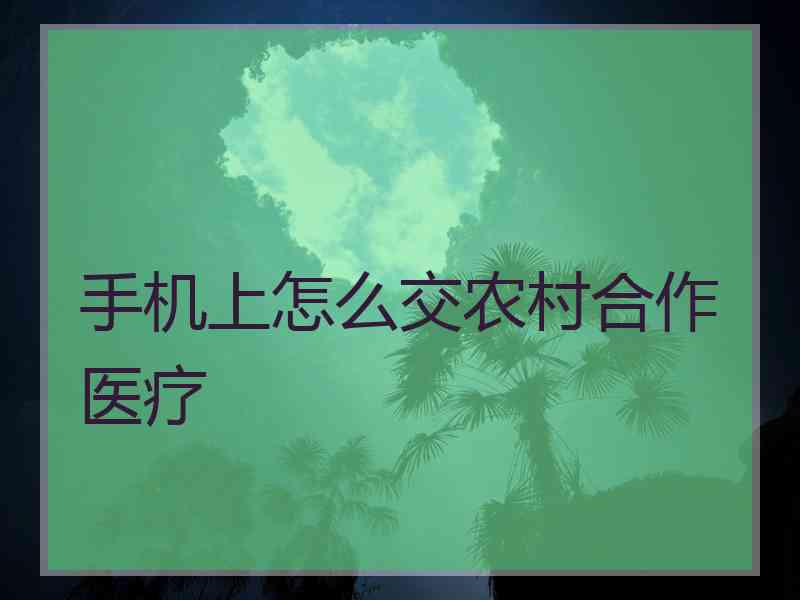 手机上怎么交农村合作医疗