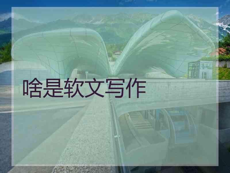啥是软文写作