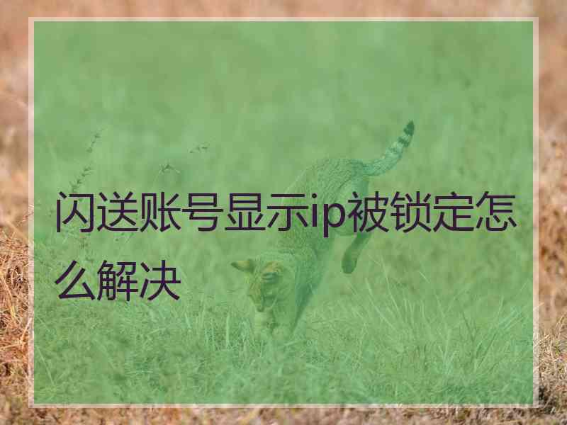 闪送账号显示ip被锁定怎么解决