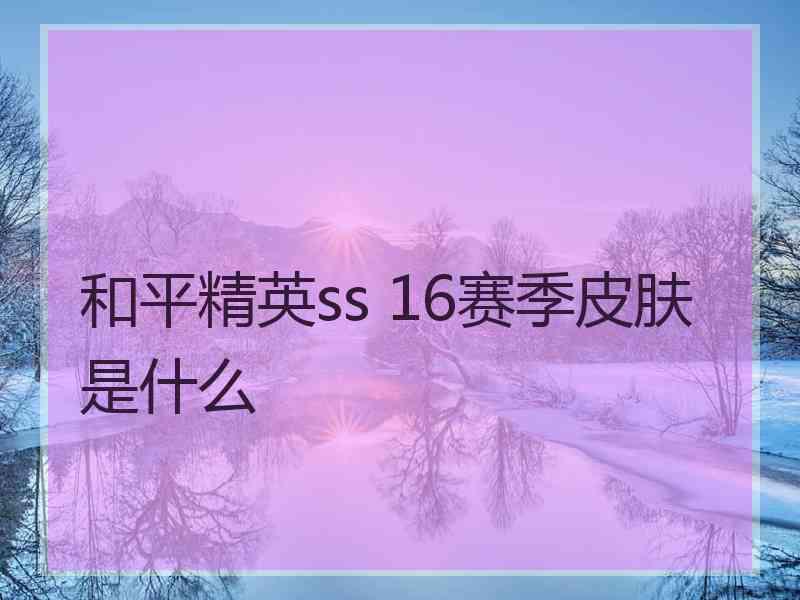 和平精英ss 16赛季皮肤是什么