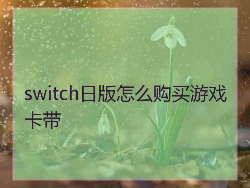 switch日版怎么购买游戏卡带