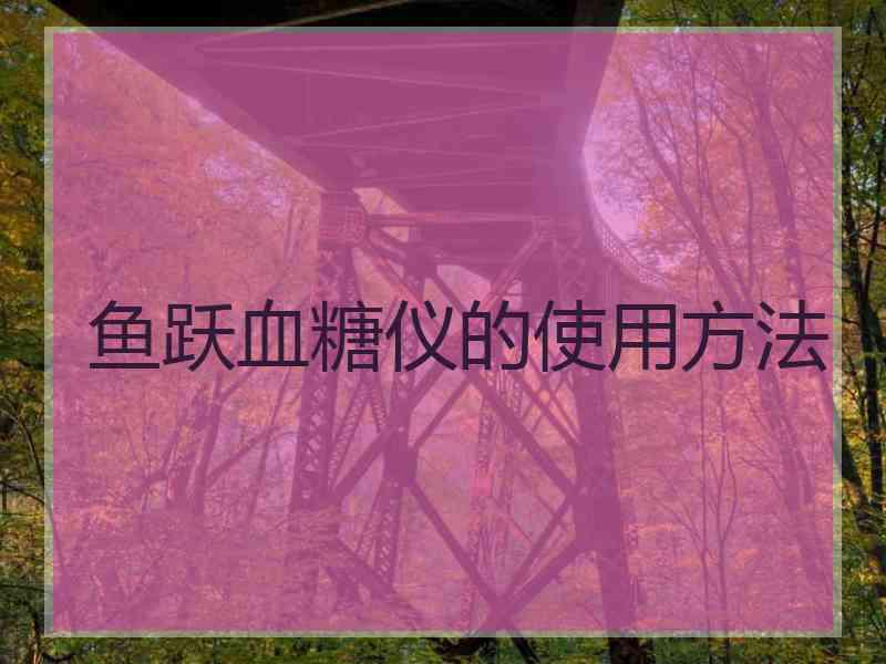 鱼跃血糖仪的使用方法