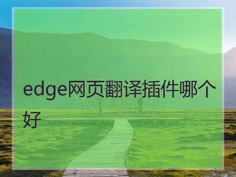 edge网页翻译插件哪个好