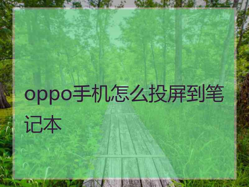 oppo手机怎么投屏到笔记本