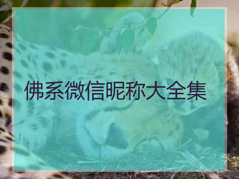 佛系微信昵称大全集