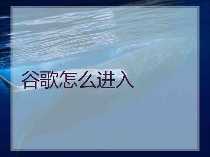 谷歌怎么进入