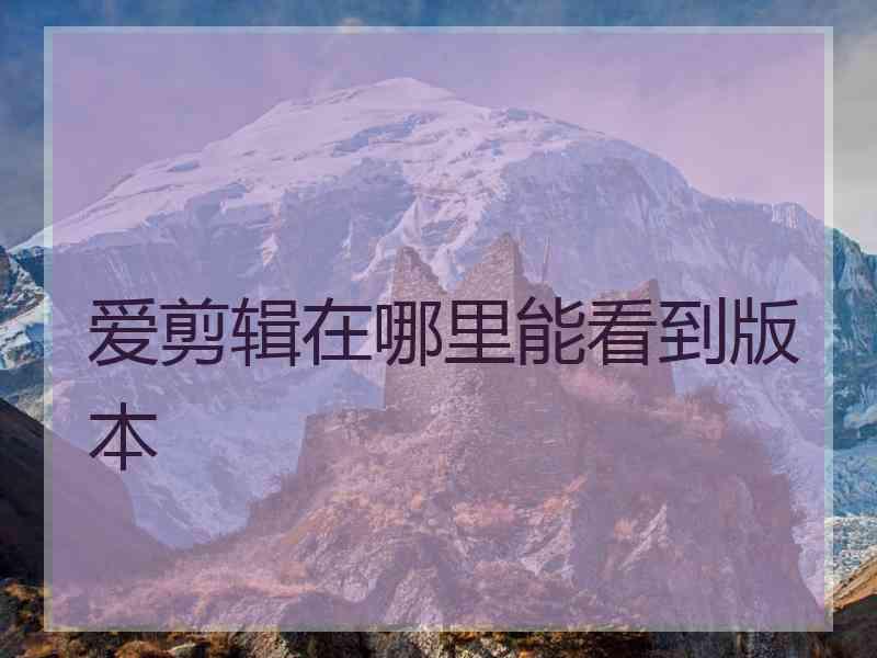爱剪辑在哪里能看到版本