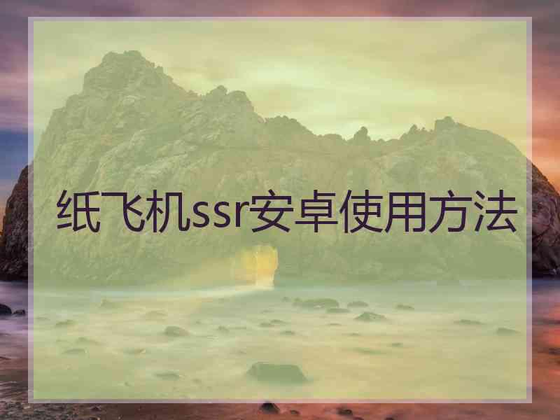 纸飞机ssr安卓使用方法