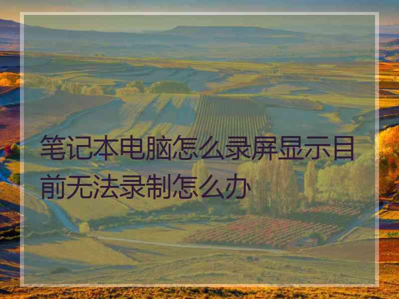笔记本电脑怎么录屏显示目前无法录制怎么办