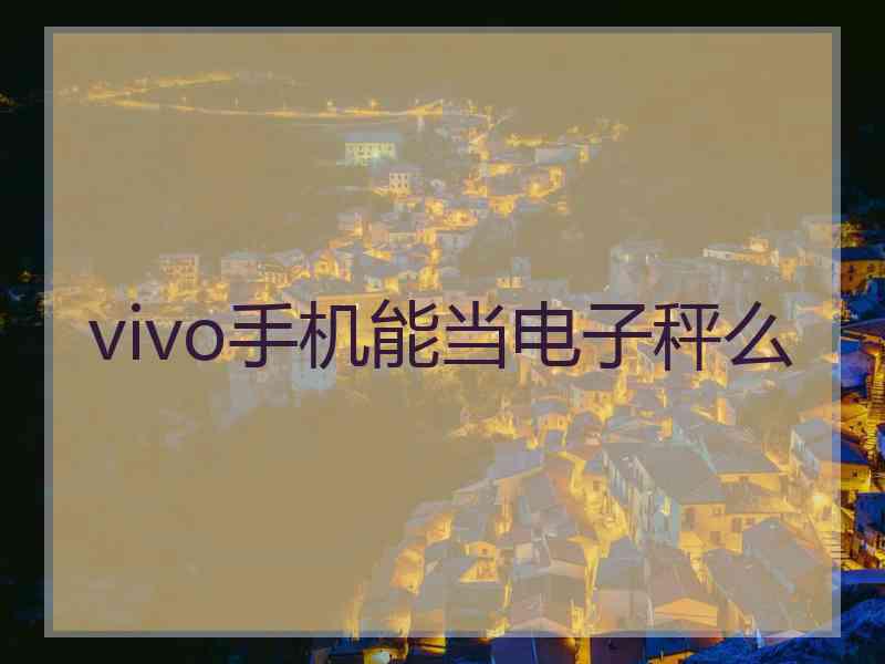 vivo手机能当电子秤么