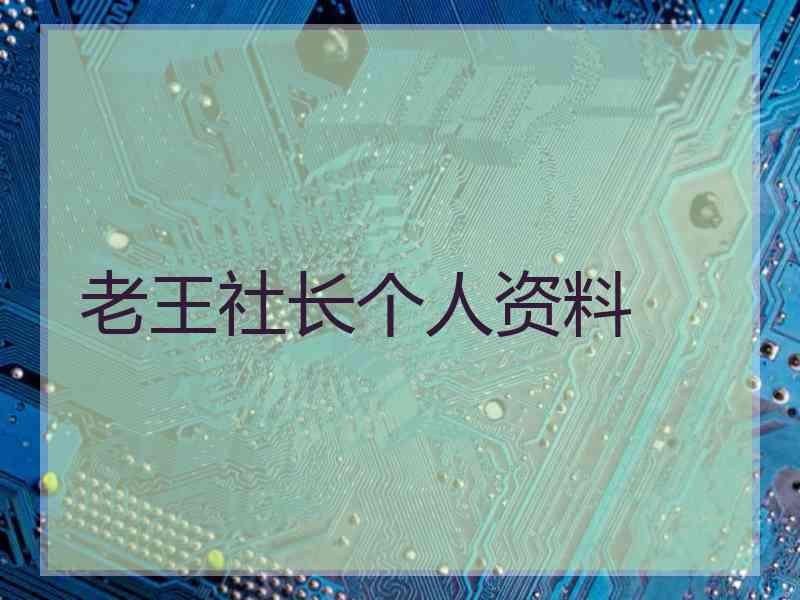 老王社长个人资料