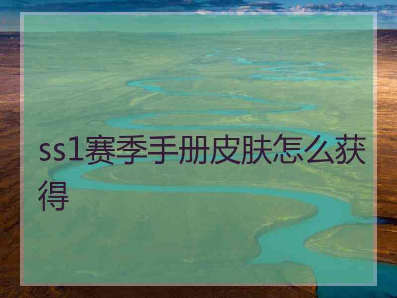 ss1赛季手册皮肤怎么获得