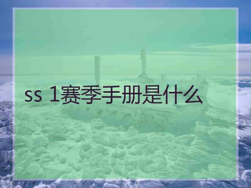 ss 1赛季手册是什么