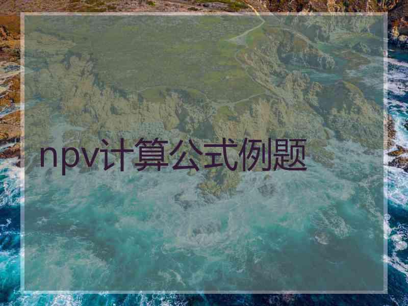 npv计算公式例题