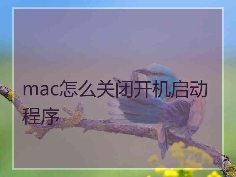 mac怎么关闭开机启动程序
