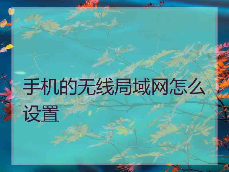 手机的无线局域网怎么设置