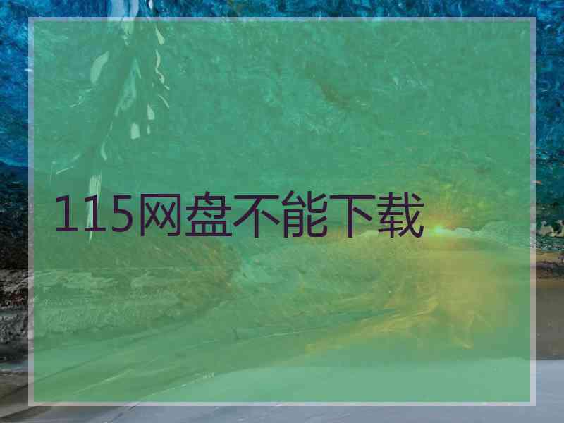 115网盘不能下载