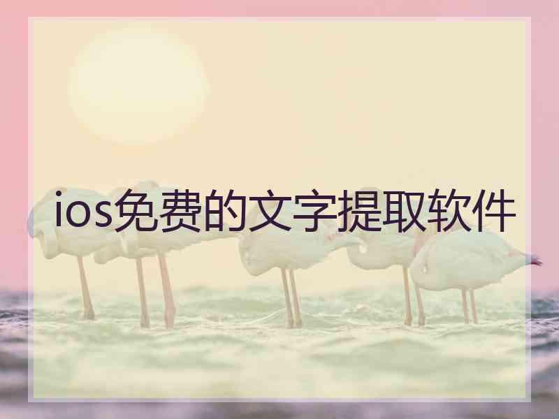 ios免费的文字提取软件