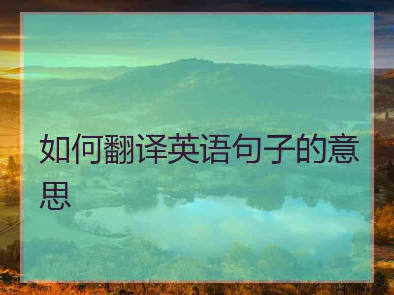 如何翻译英语句子的意思