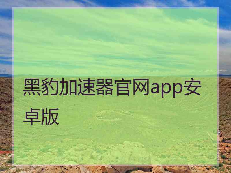 黑豹加速器官网app安卓版