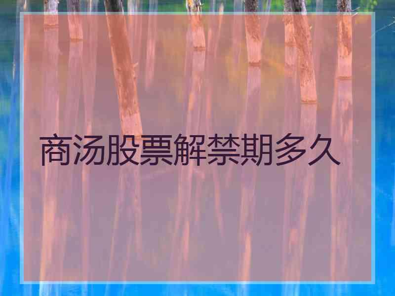 商汤股票解禁期多久
