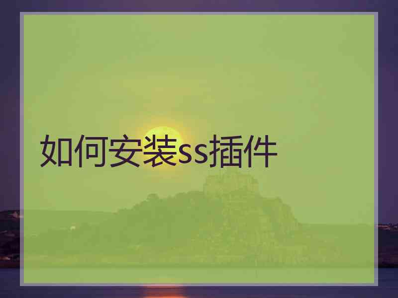 如何安装ss插件