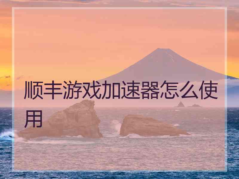 顺丰游戏加速器怎么使用