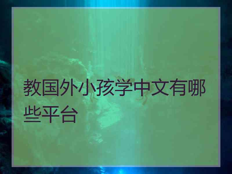 教国外小孩学中文有哪些平台