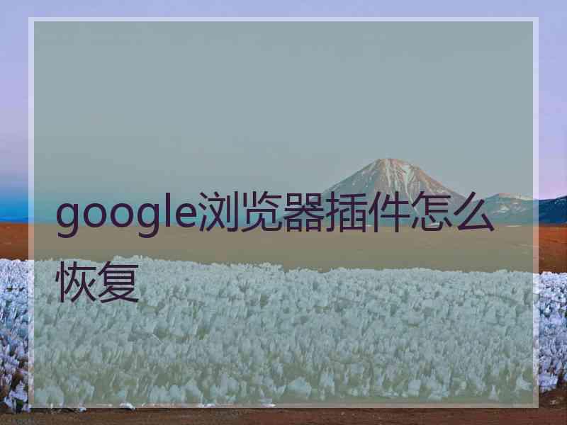google浏览器插件怎么恢复