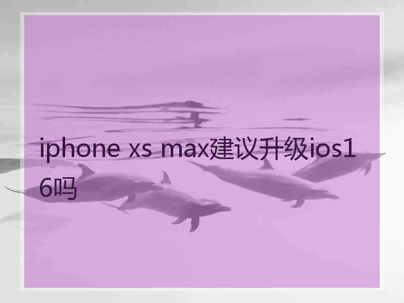 iphone xs max建议升级ios16吗