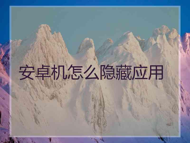 安卓机怎么隐藏应用