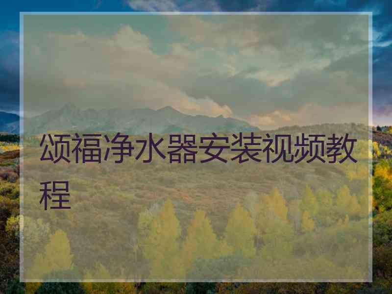 颂福净水器安装视频教程