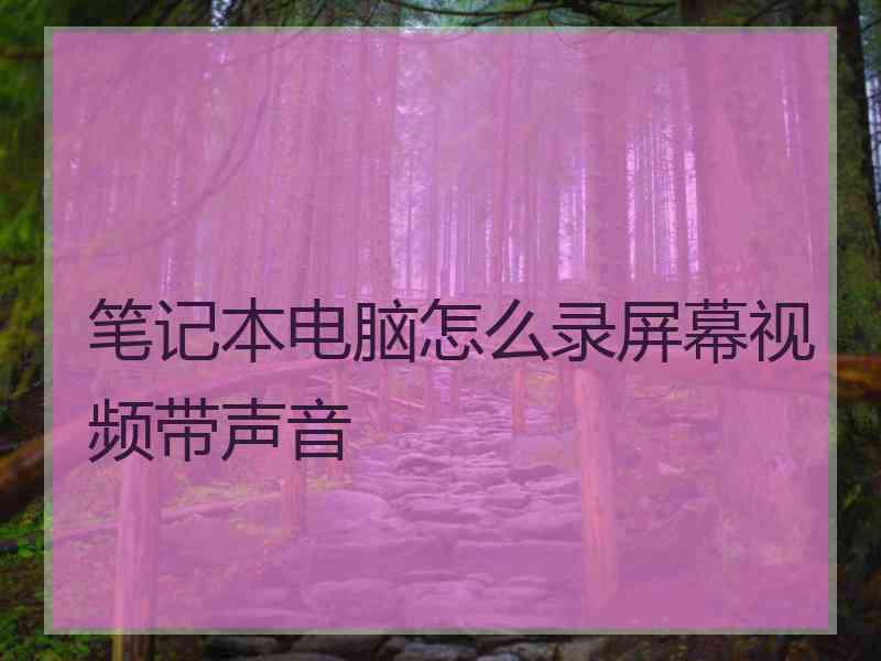 笔记本电脑怎么录屏幕视频带声音