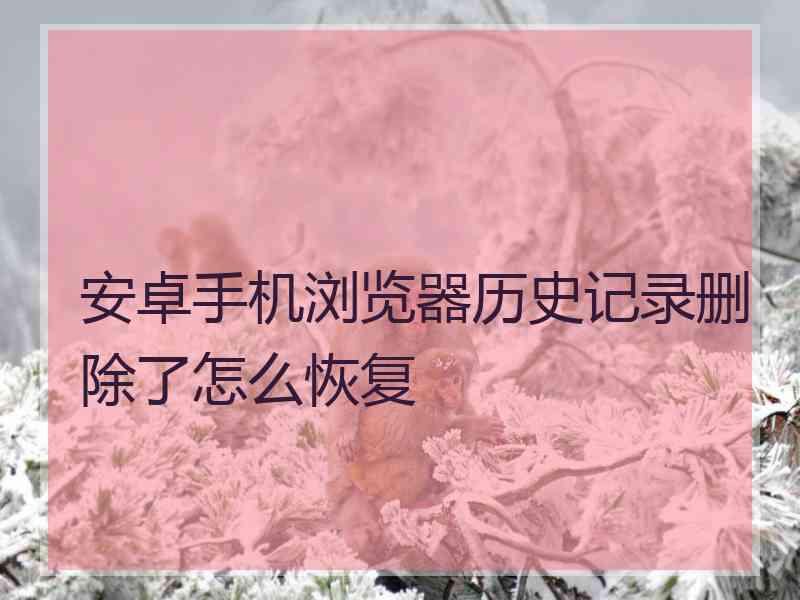 安卓手机浏览器历史记录删除了怎么恢复