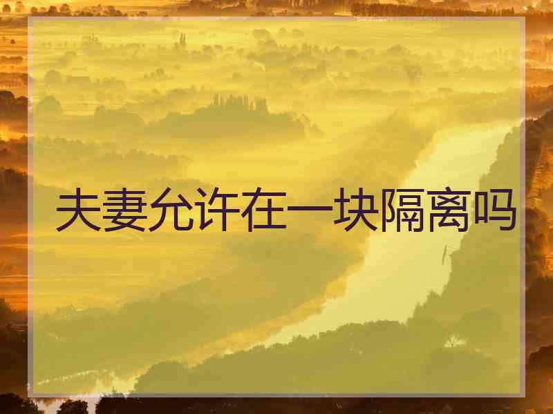 夫妻允许在一块隔离吗