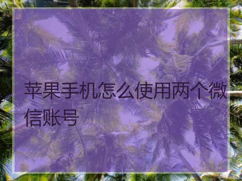 苹果手机怎么使用两个微信账号