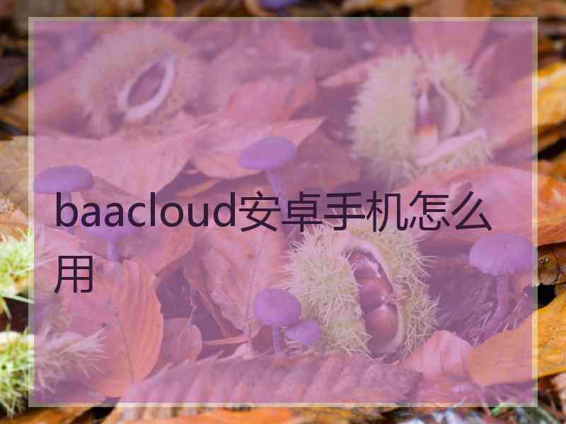 baacloud安卓手机怎么用
