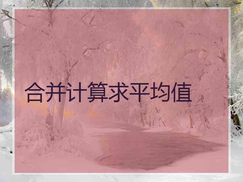 合并计算求平均值