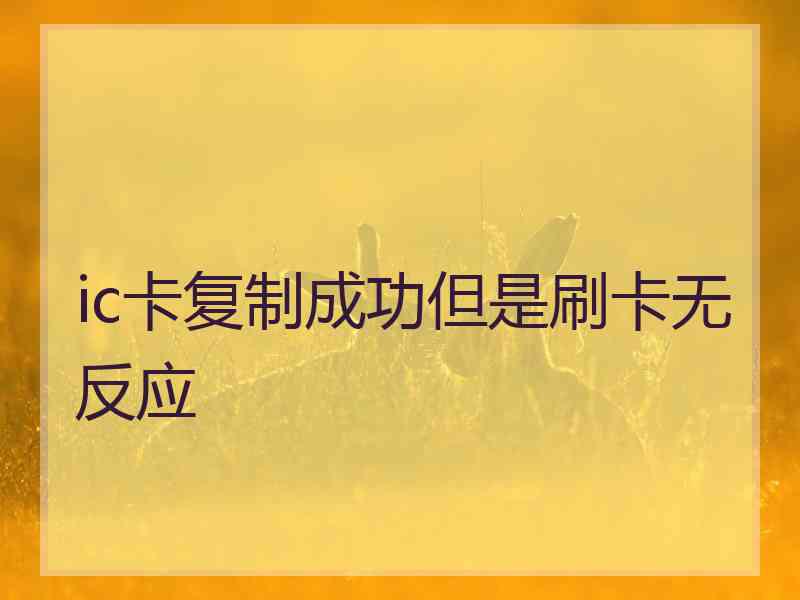 ic卡复制成功但是刷卡无反应