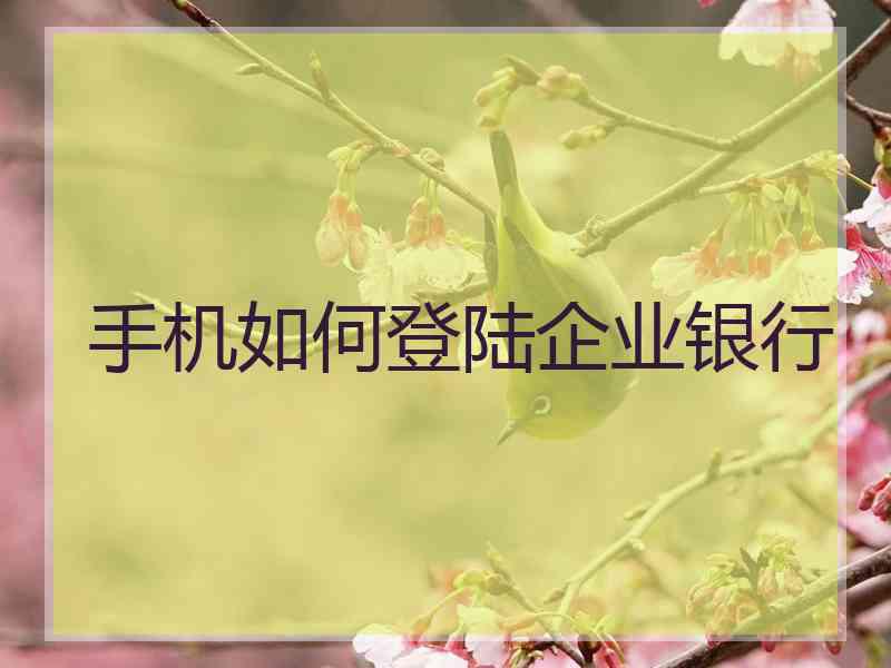 手机如何登陆企业银行