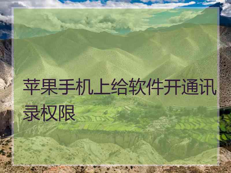苹果手机上给软件开通讯录权限
