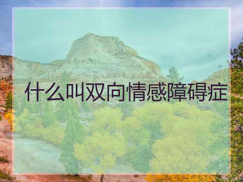 什么叫双向情感障碍症